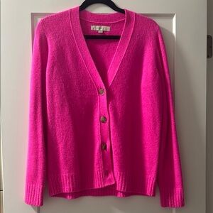 LOFT Bright Pink Button-Up Cardigan; Size Medium